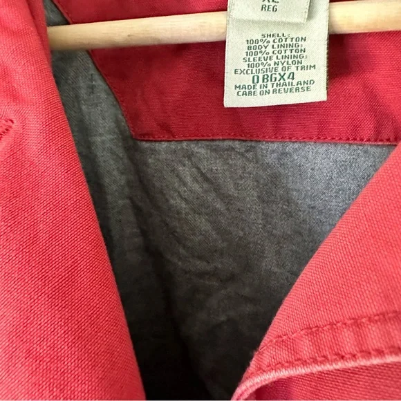 L.L. Bean Red Utility Jacket with Brown Collar - Picture 6 of 6